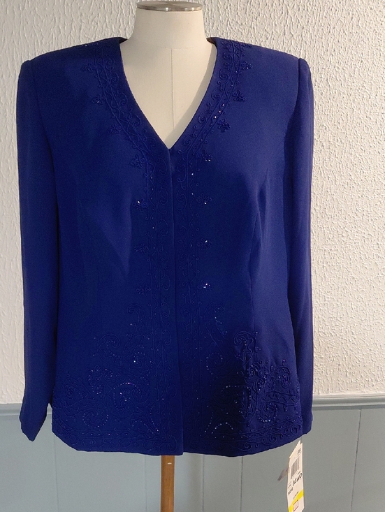 R & M Richards Jackets & Blazers - R & M Richards Royal Blue Embellished V-Neck Blazer